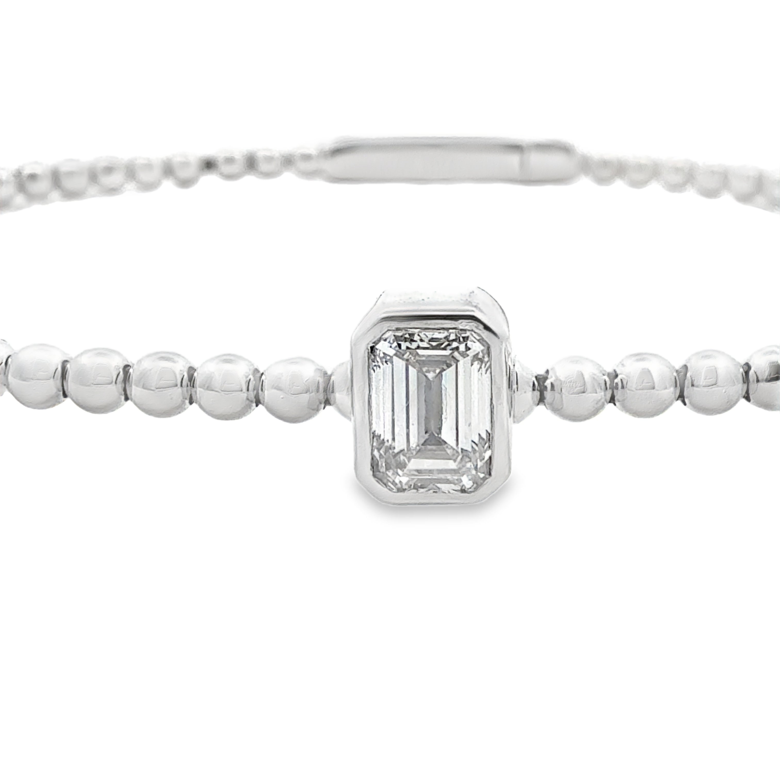 Emerald Cut Single Bezel Flexible Bangle