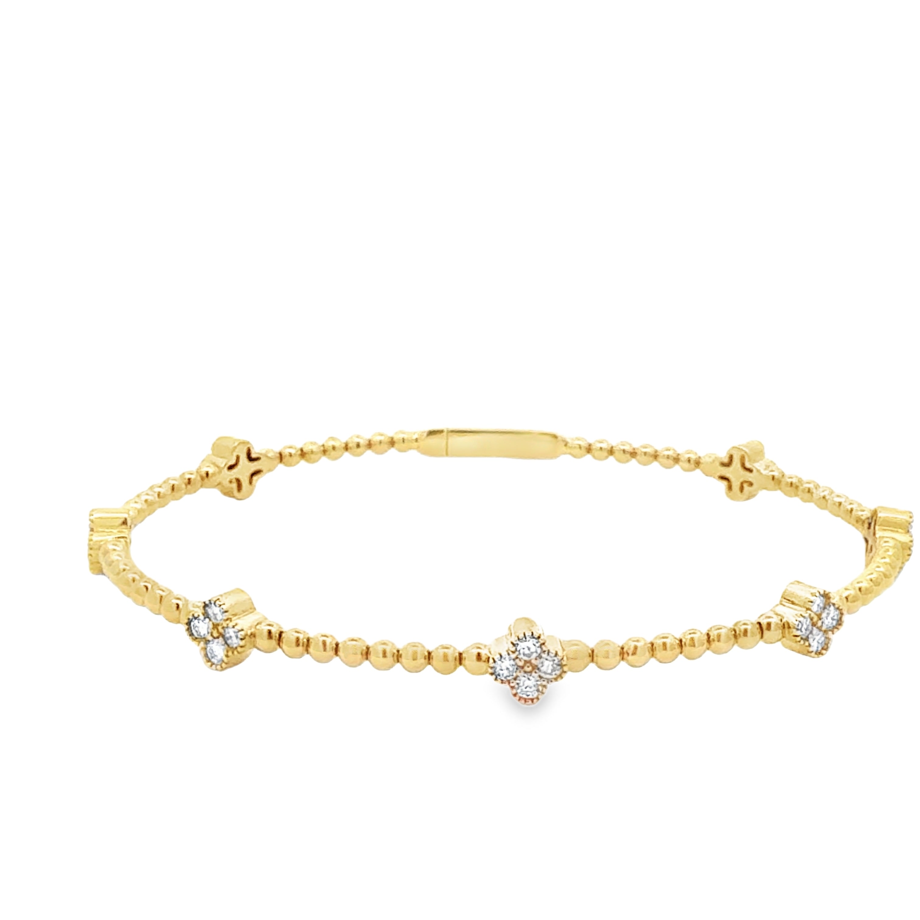 1.00 ctw Bead and Flower Flexible Bangle