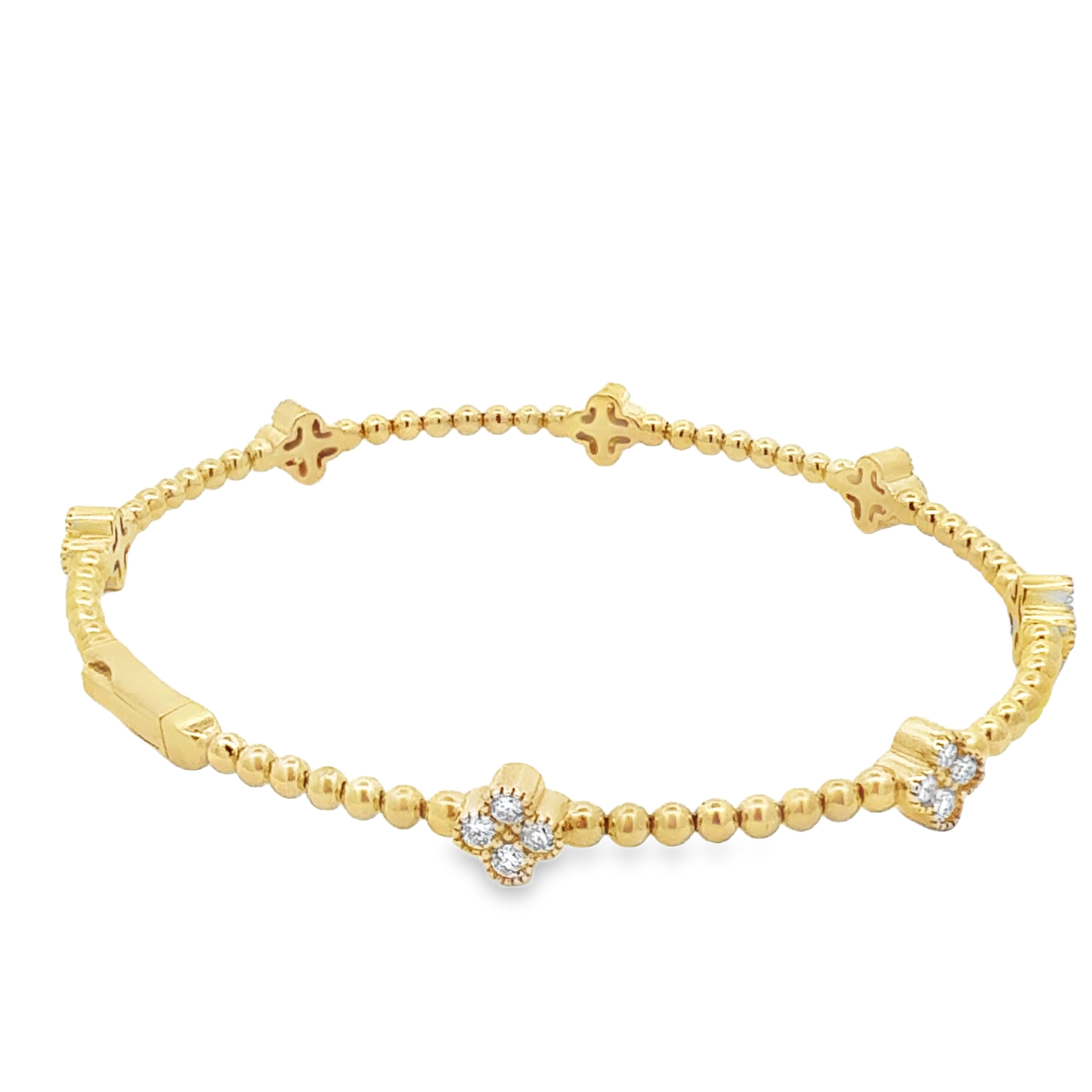 1.00 ctw Bead and Flower Flexible Bangle