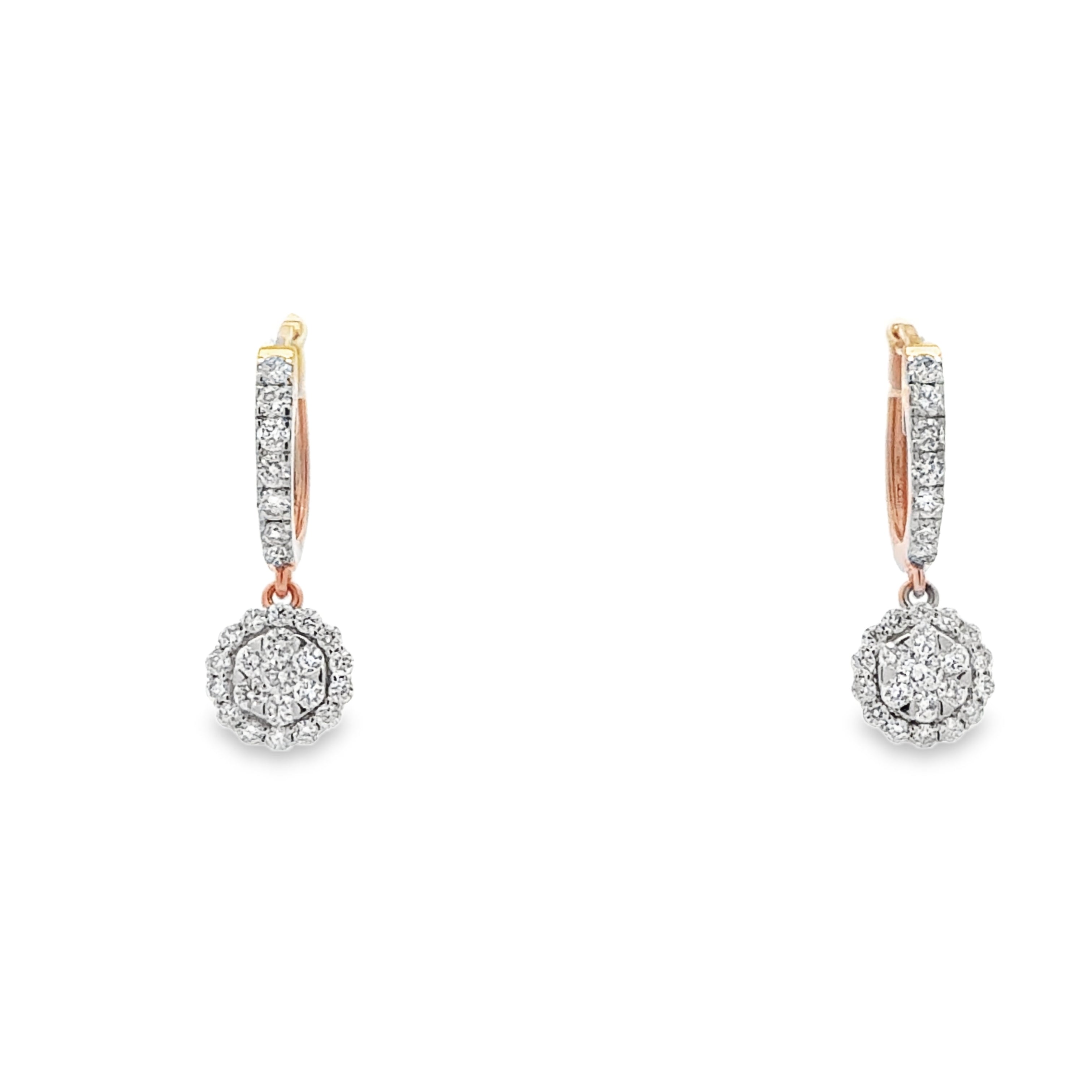 Pavé Round Dangle Hoops