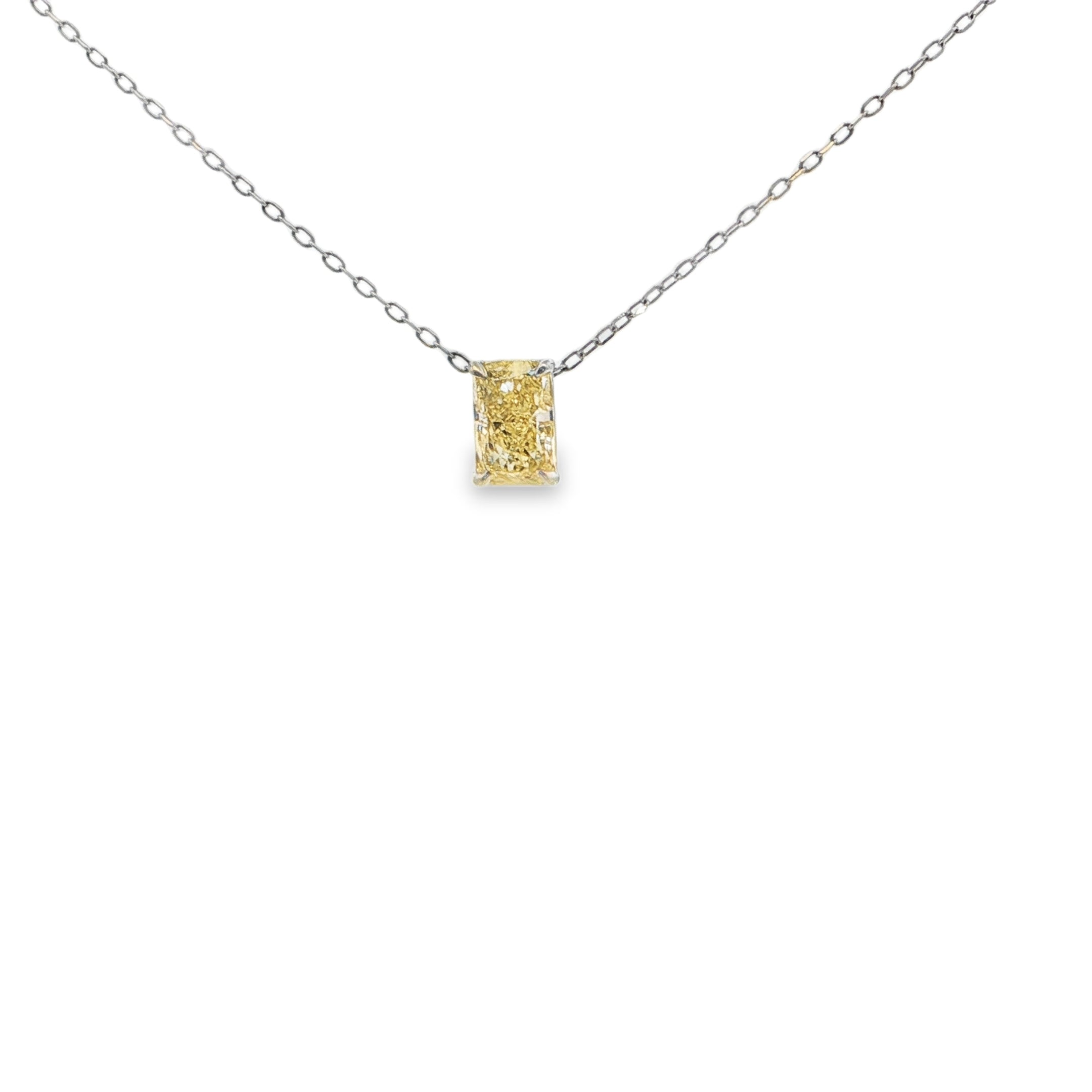Yellow Radiant Cut Solitaire Necklace