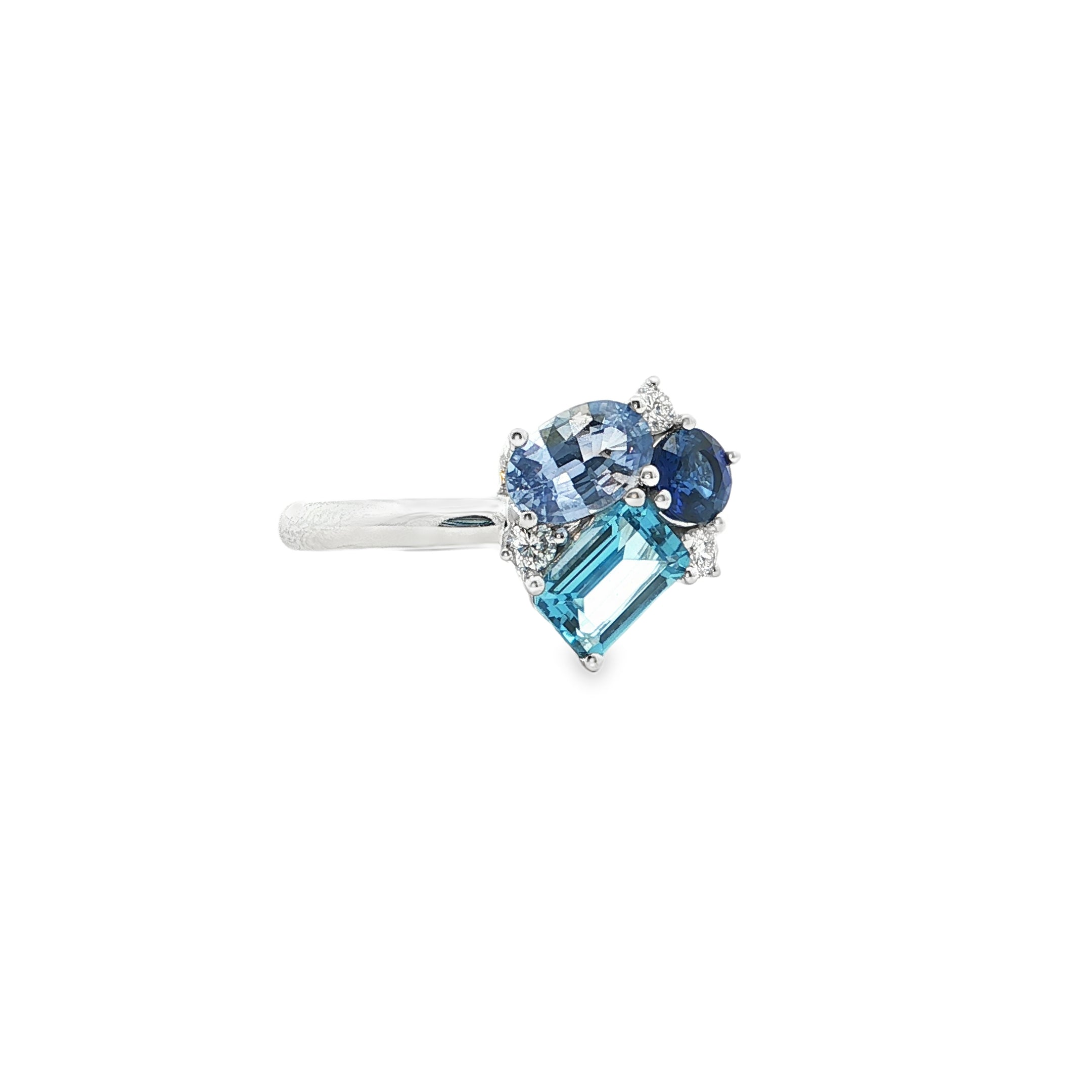 Sapphire and Topaz Cluster Ring