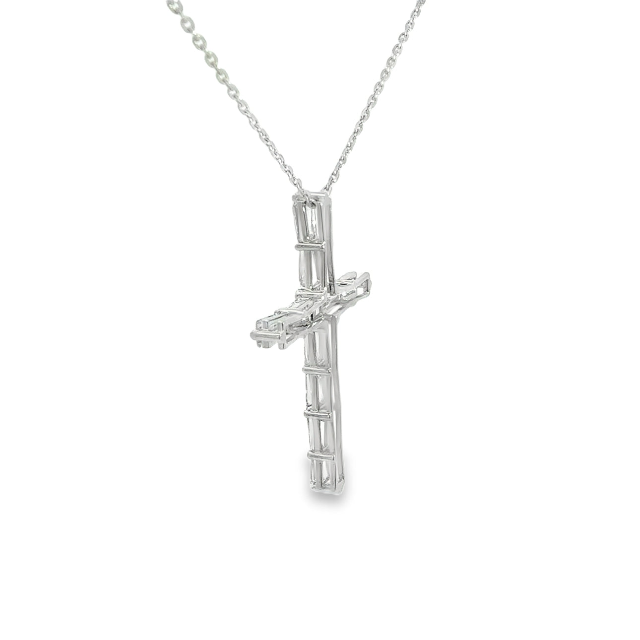 2.62CTW Tapered Baguette/Emerald Cut Cross Pendant