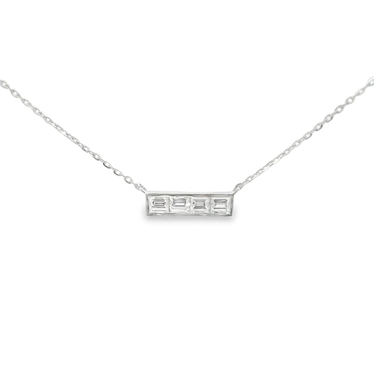 0.89CTW Bezel East-West Emerald Cut Bar Pendant