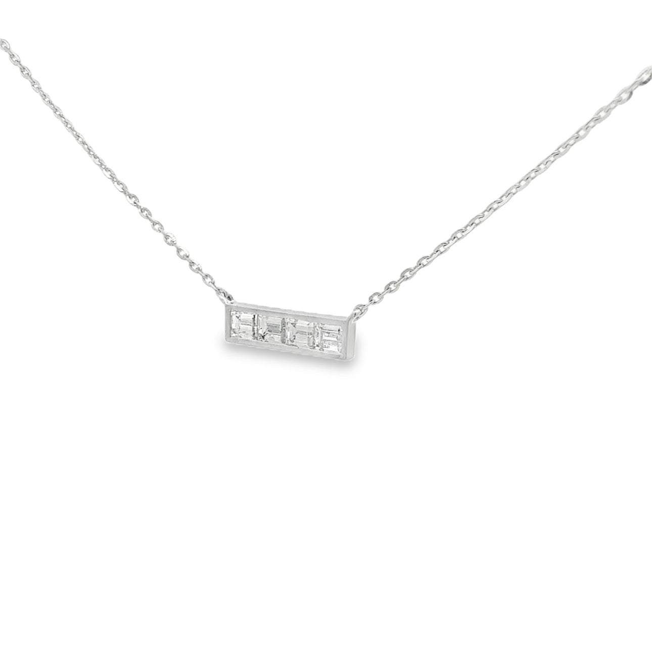0.89CTW Bezel East-West Emerald Cut Bar Pendant