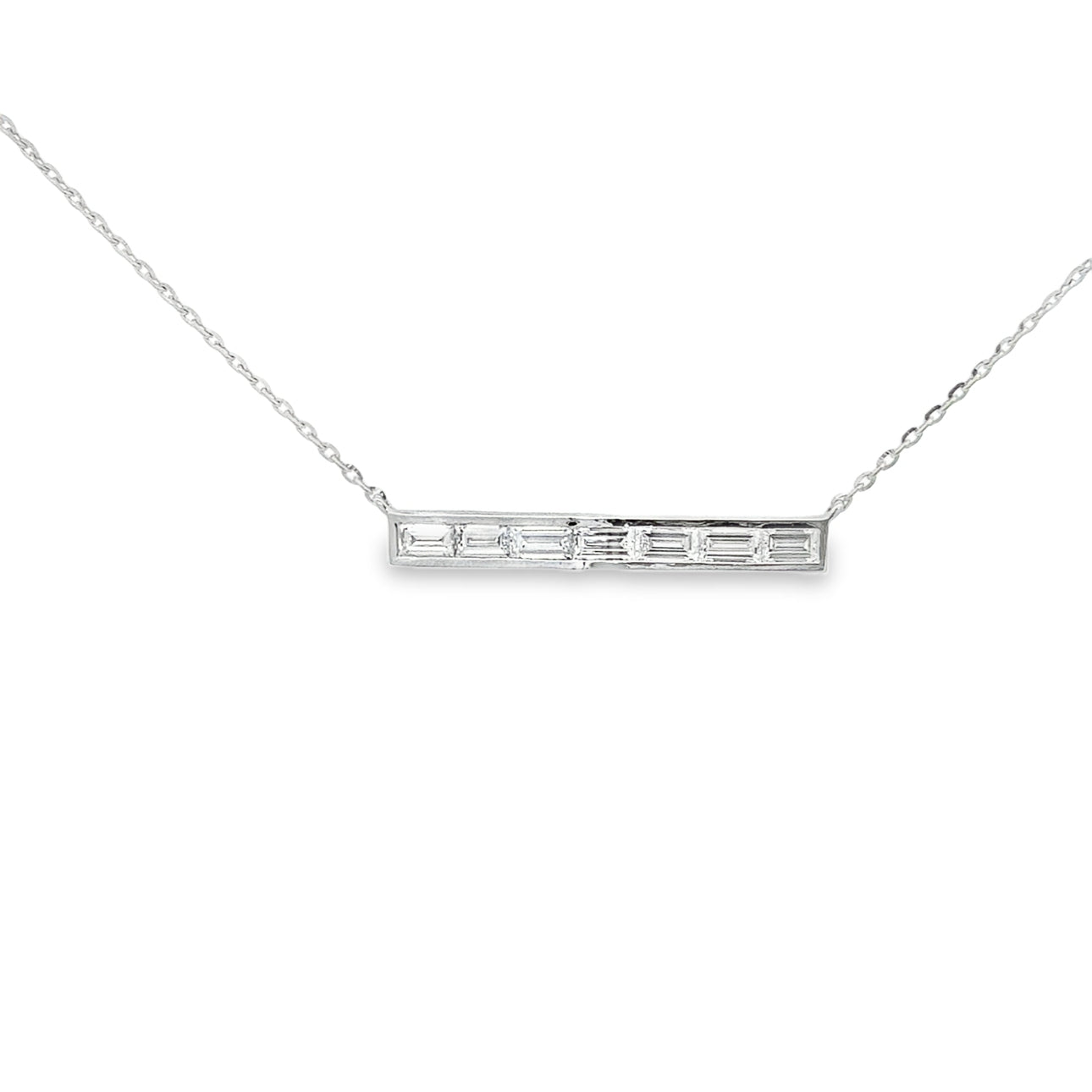 1.22CTW East-West Bezel Emerald cut Bar Pendant