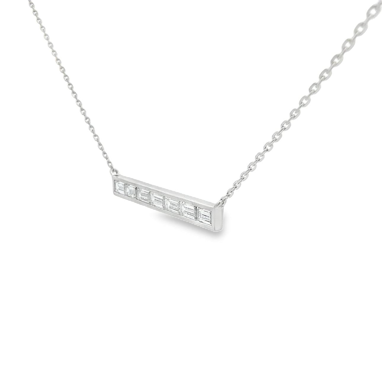 1.22CTW East-West Bezel Emerald cut Bar Pendant