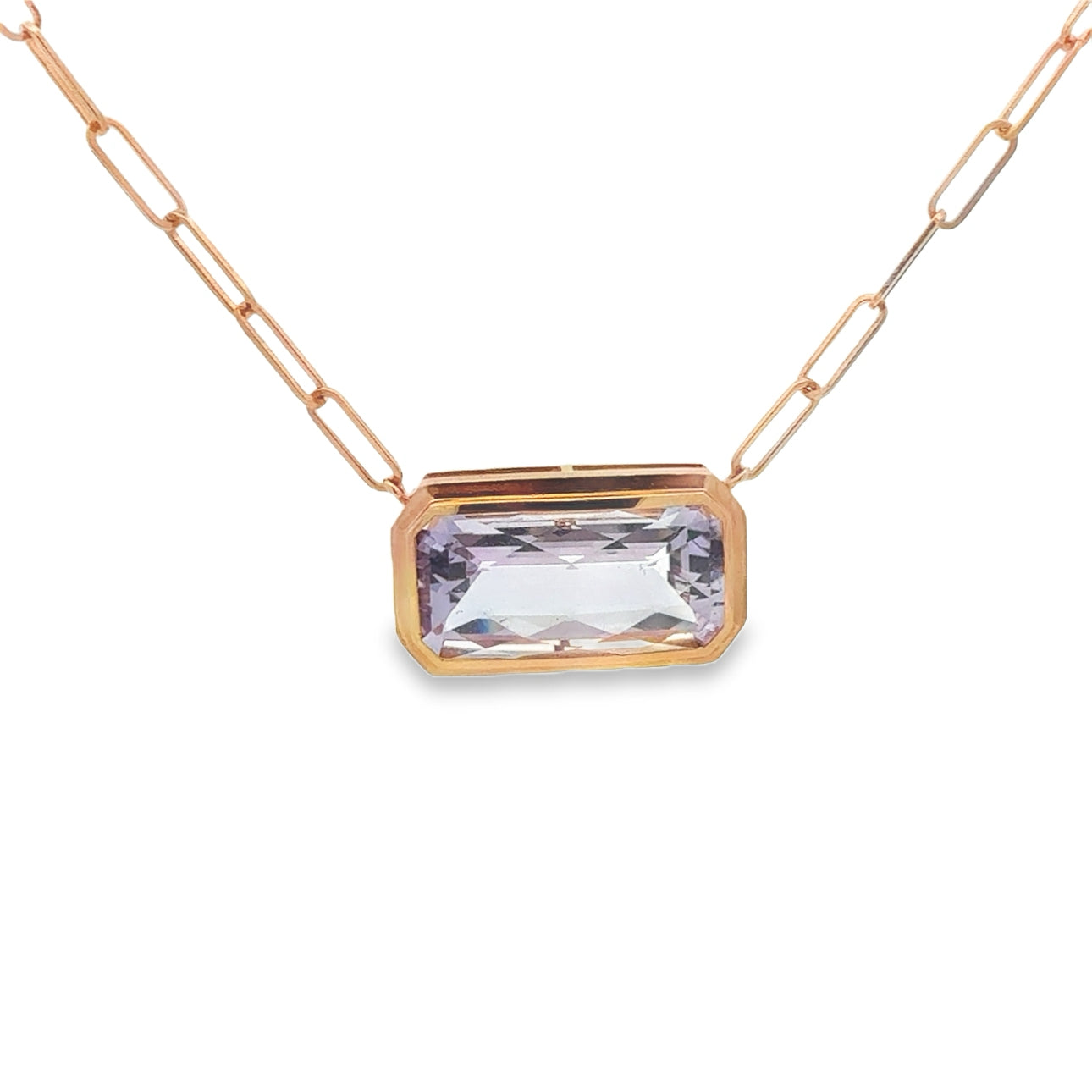 7.83CT Checker Cut East-West Bezel Necklace