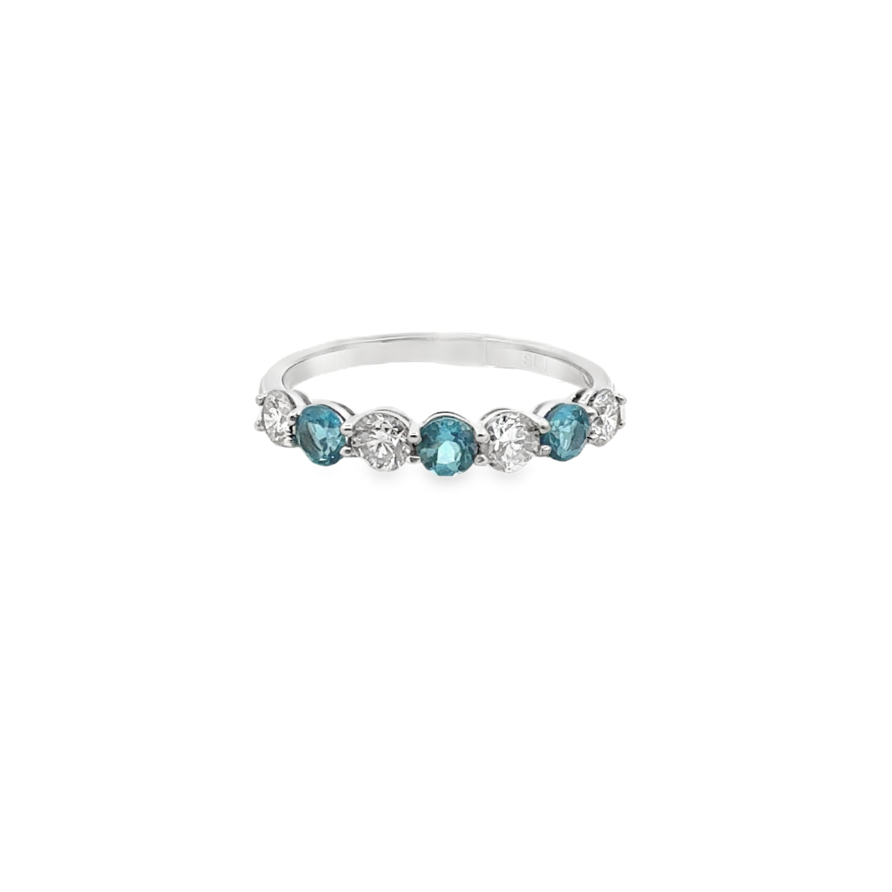 Blue Topaz and Lab Diamond 7 Stone Band