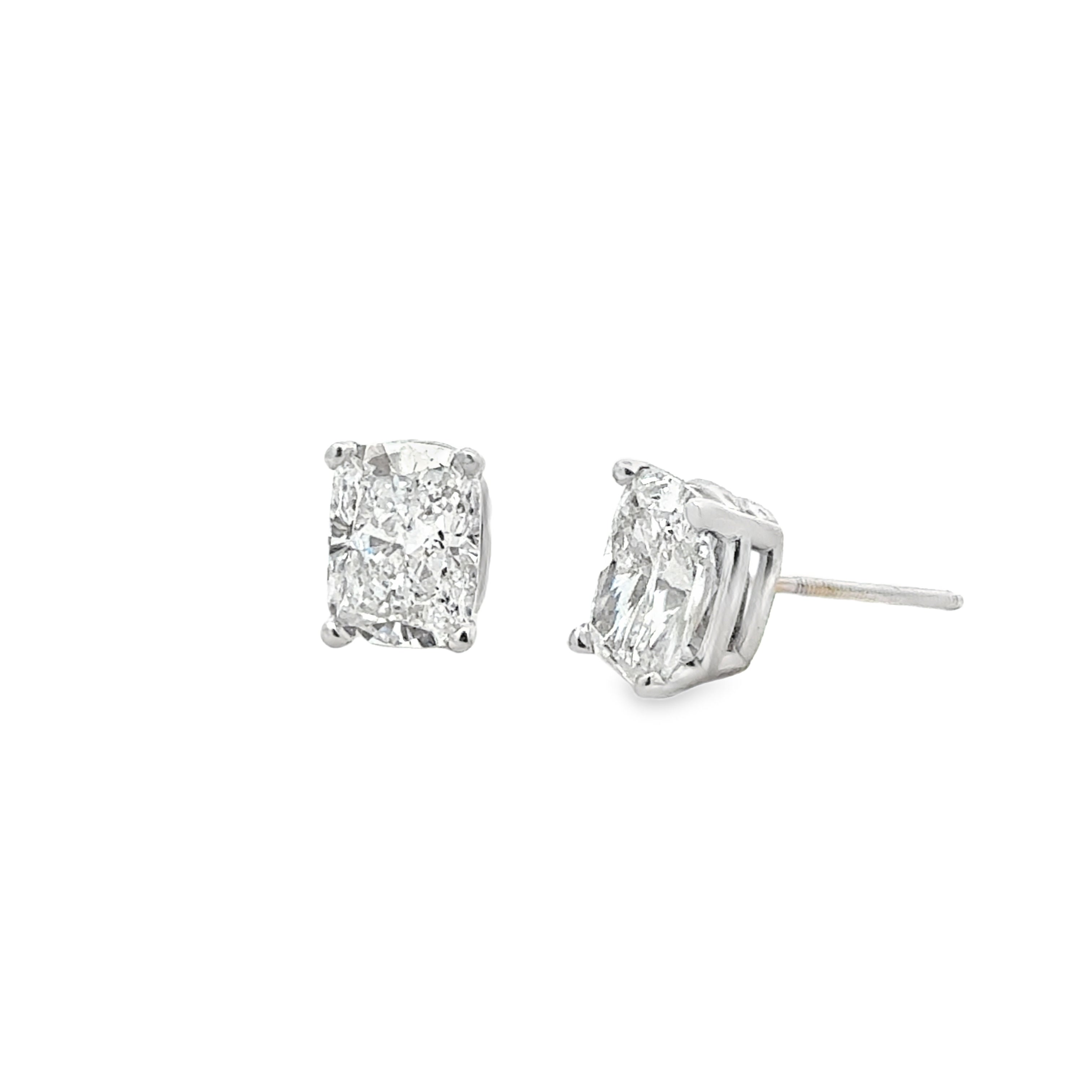 3.04ctw Elongated Cushion Studs