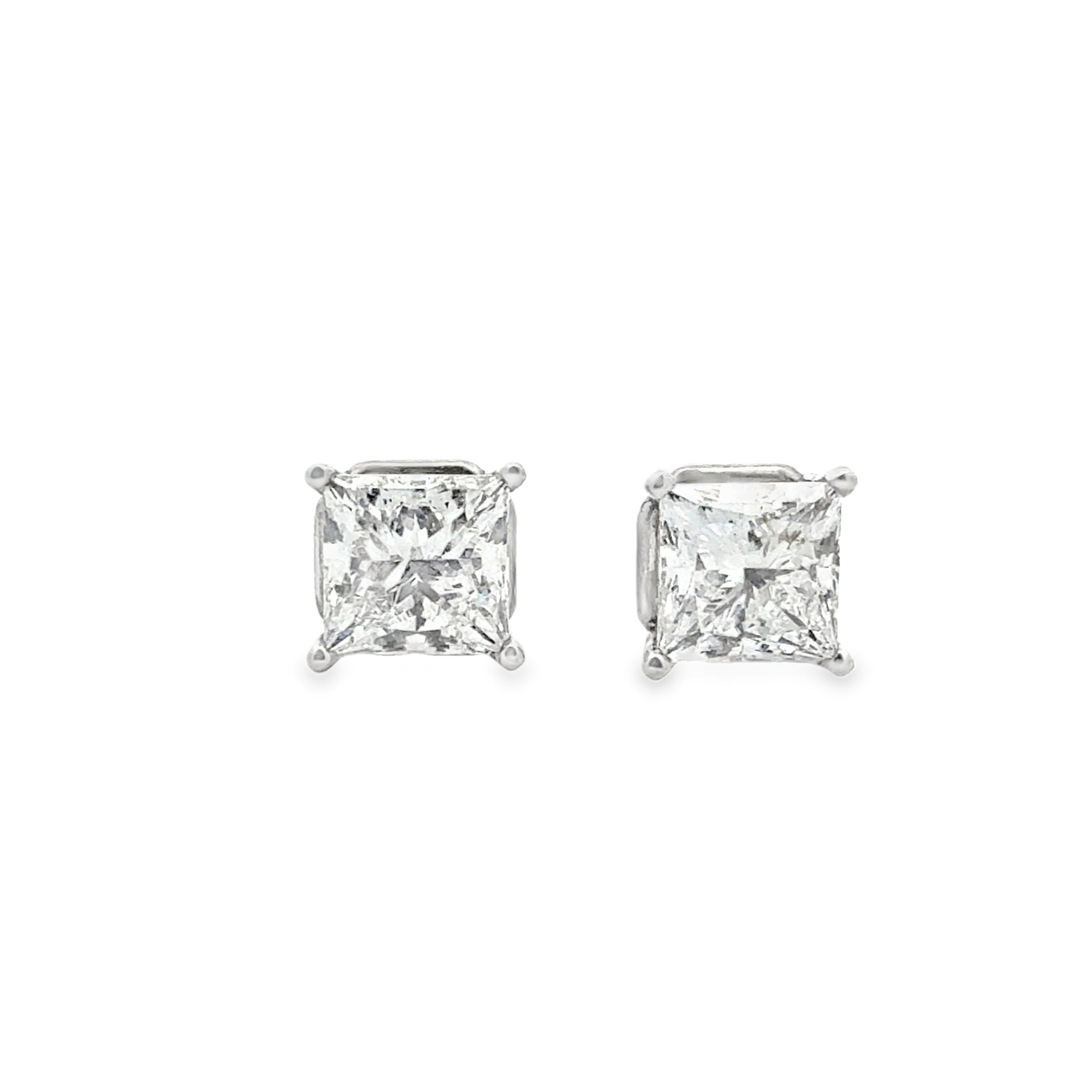 2.50ctw Princess Cut Stud Earrings