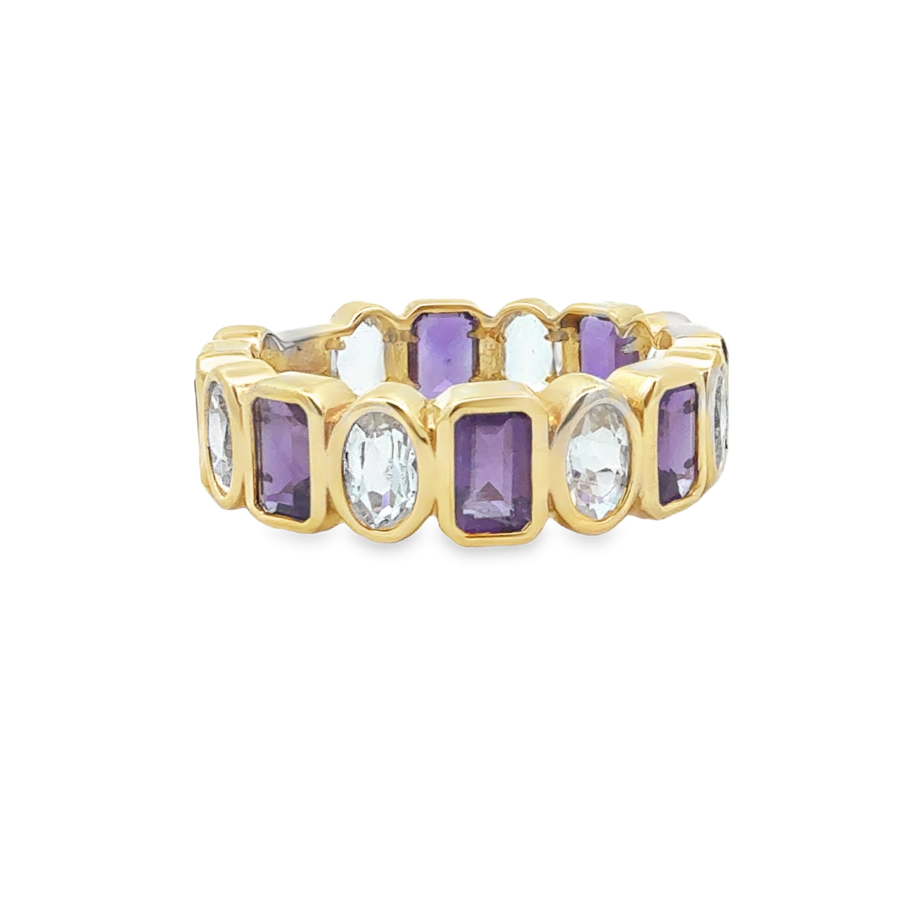 Amethyst and White Topaz Band