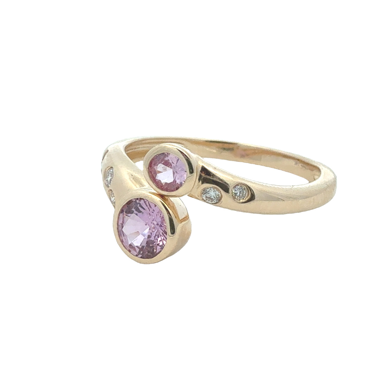 Pink Sapphire Bezel Bypass Ring