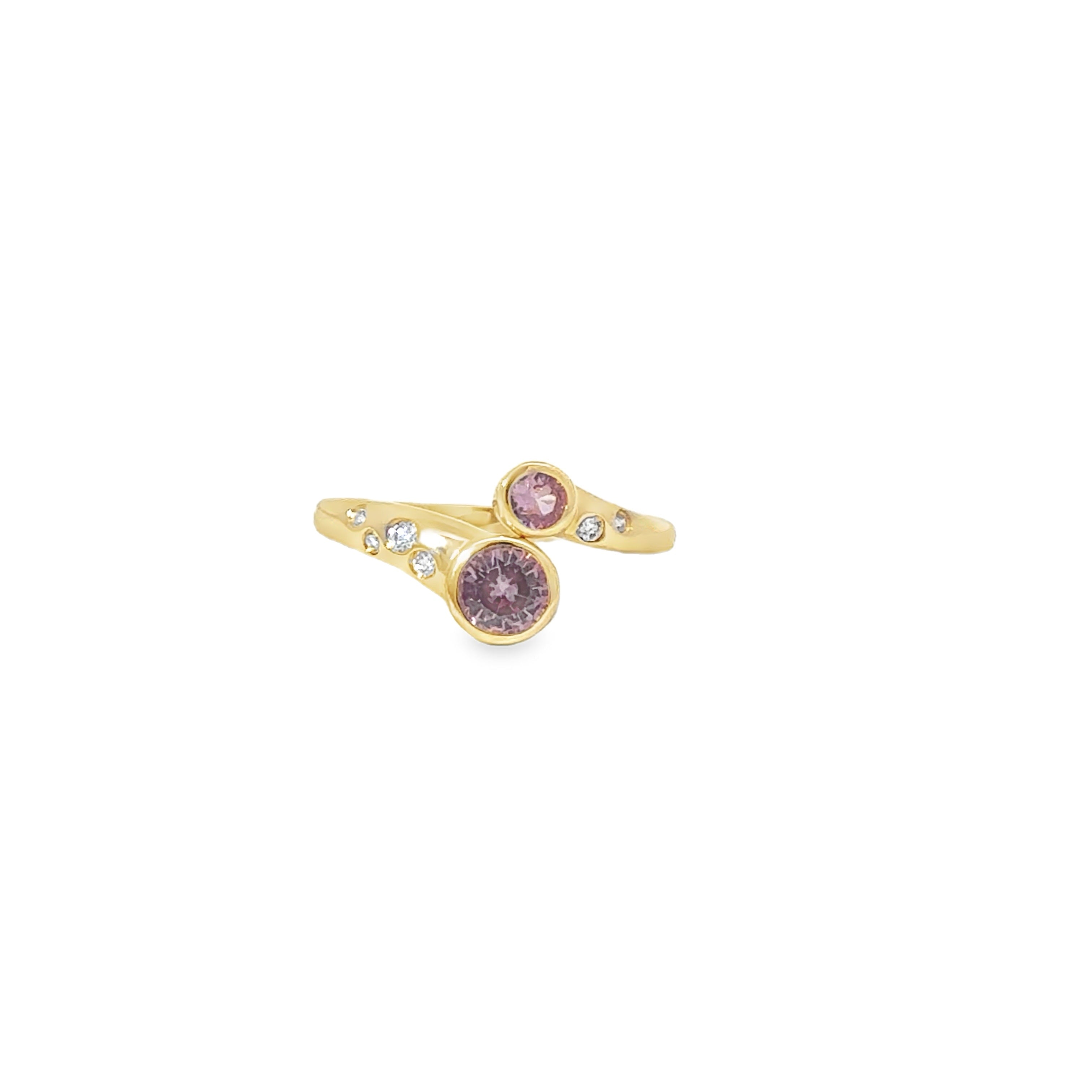 Pink Sapphire Bezel Bypass Ring