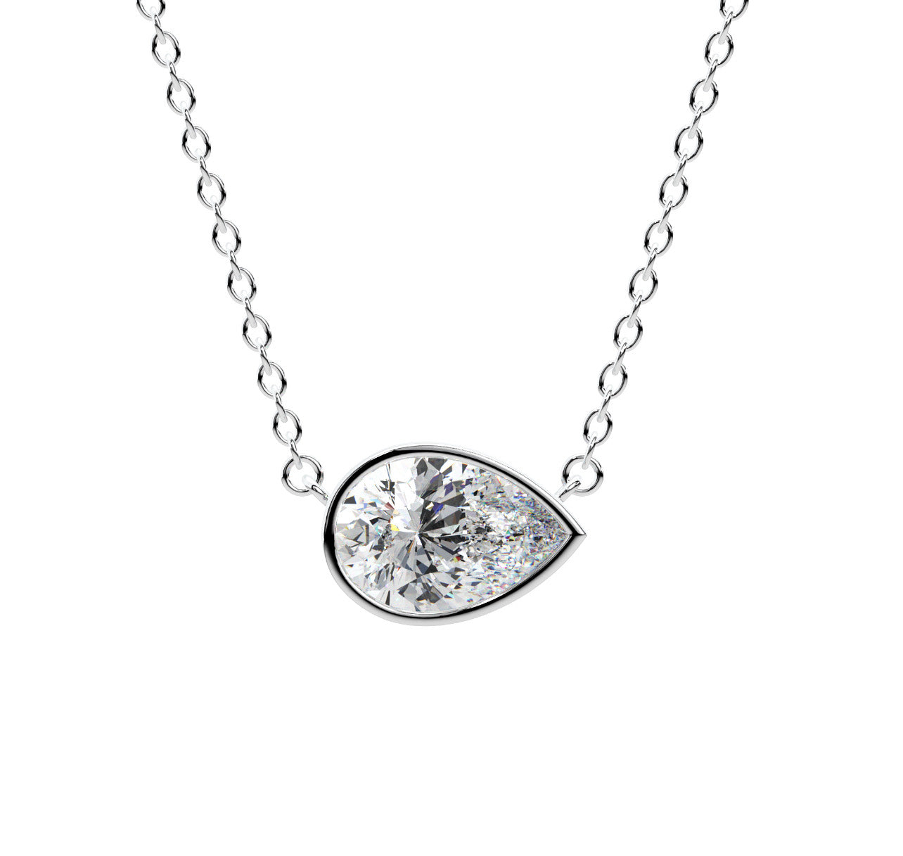Pear Bezel Necklace