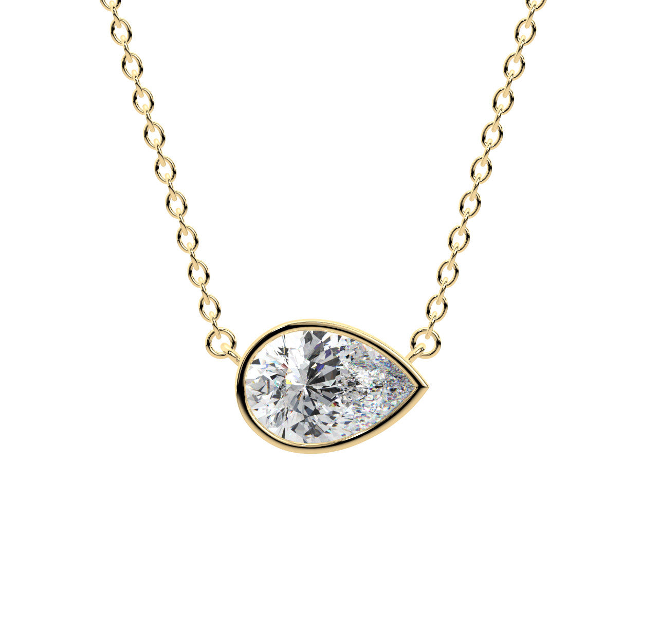 Pear Bezel Necklace