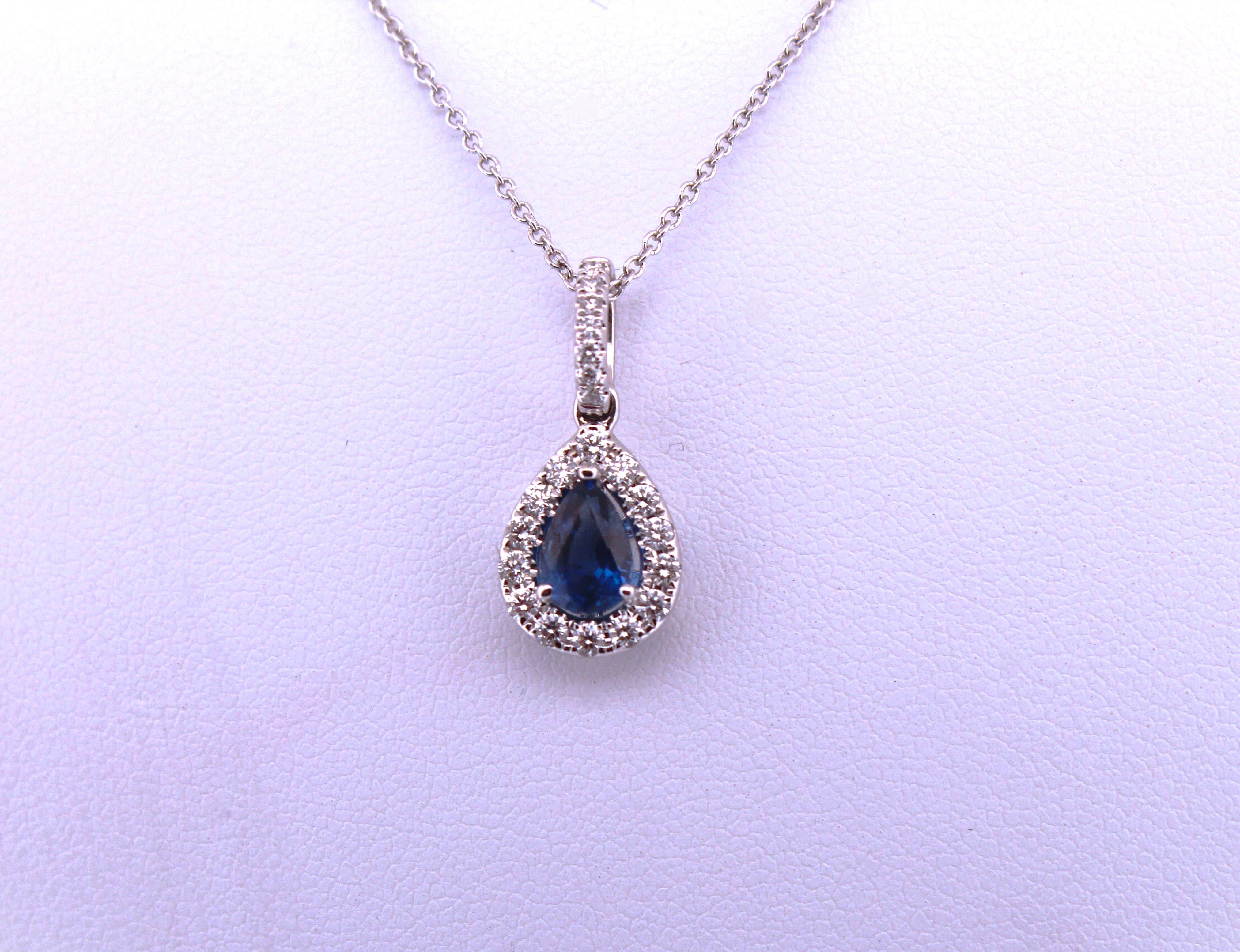 .82ct Natural Sri Lankan Sapphire and Diamond Halo Pendant