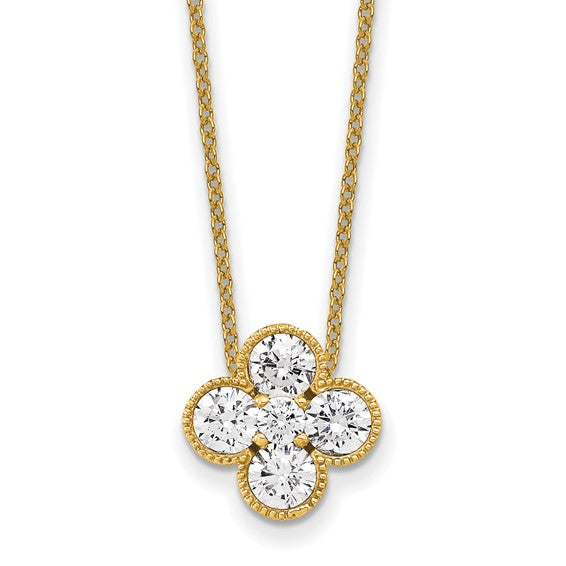 14k 1.00 cwt. Lab Grown Diamond VS DEF 18-inch Bloom Floral Pendant Necklace